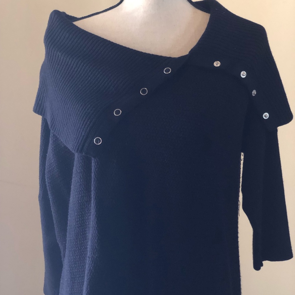 White House Black Market Black Button Neck Sweater
